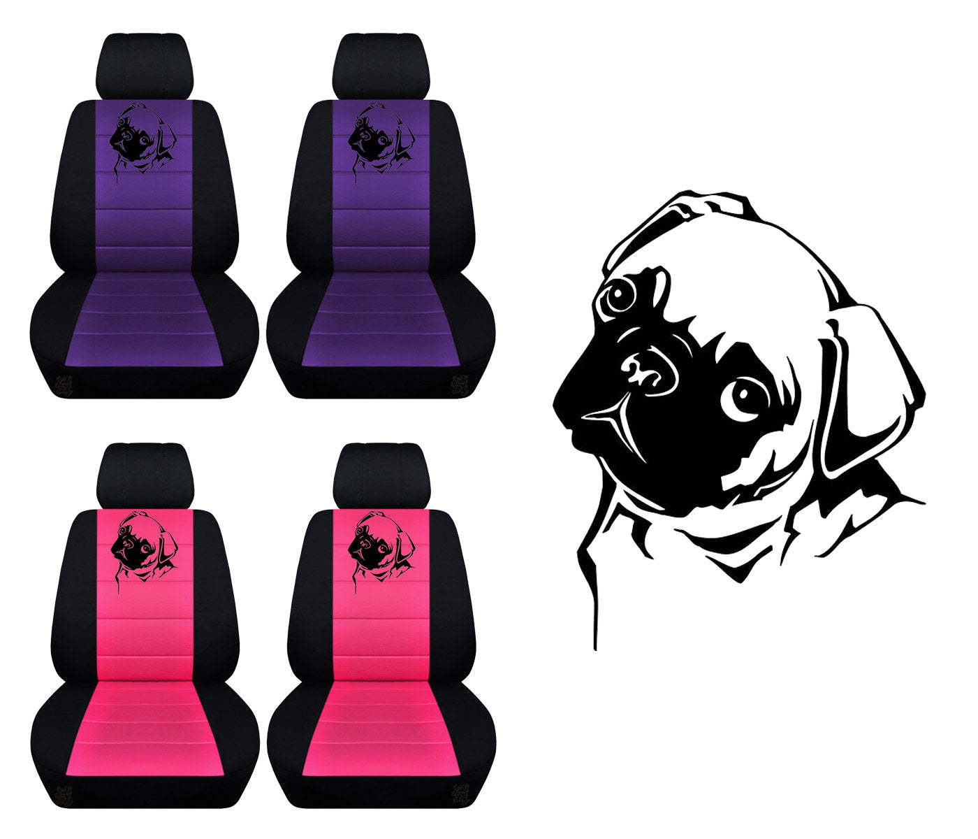 Seat Covers for Chevy Silverado - Front Bucket Chevy Seat Covers with a Pug Fits 2015 - 2018 Model