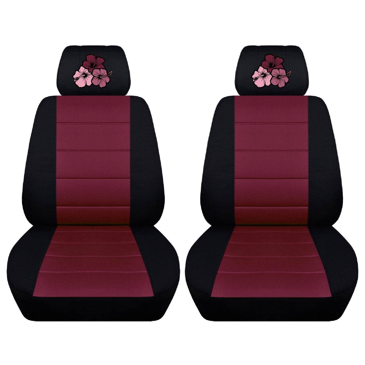 Two Front Two Tone Seat with Embroidered Hibiscus Flowers Covers Fits Honda CR-V Side Airbag Friendly