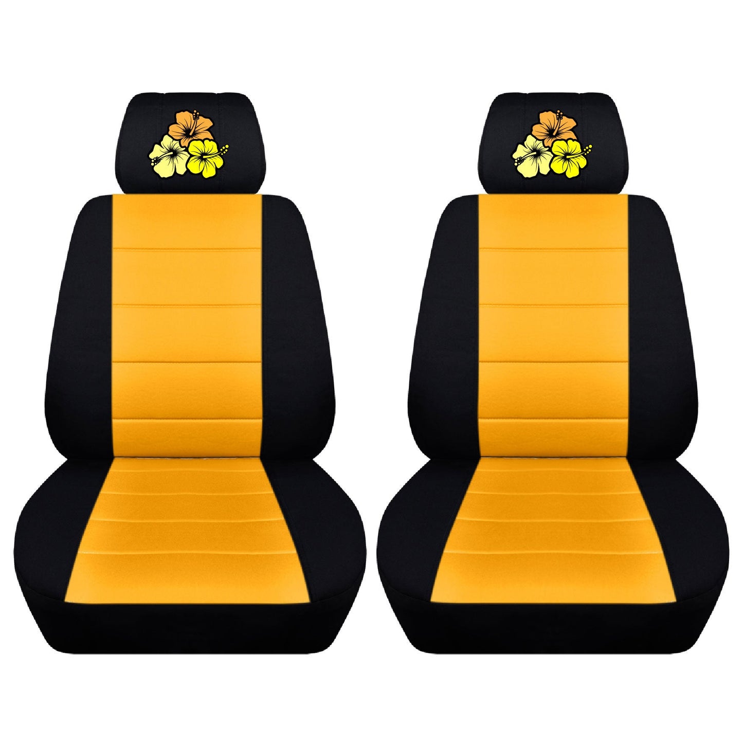 Two Front Seat Covers with Embroidered Hibiscus Flowers on the Seat Covers Side Airbag Friendly Fits Toyota RAV-4