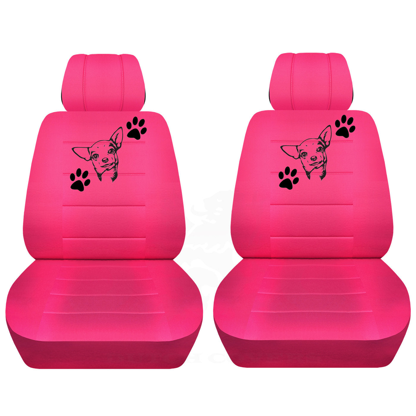 Two Front Seat Covers with a Chihuahua and Paw Prints Side Airbag Friendly Fits Toyota RAV-4