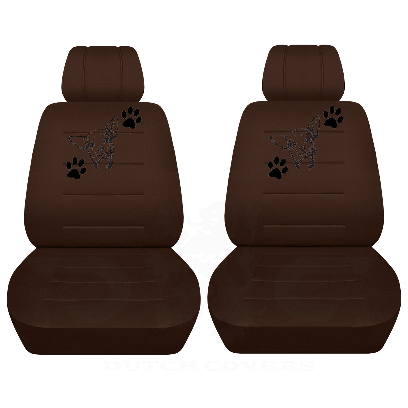 Two Front Seat Covers with a Chihuahua and Paw Prints Side Airbag Friendly Fits Toyota RAV-4