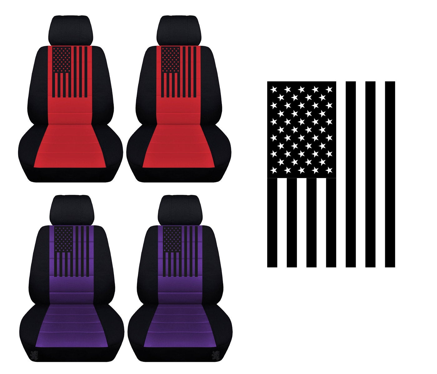 Front American Flag Seat Covers  Fits Honda CR-V Side Airbag Friendly