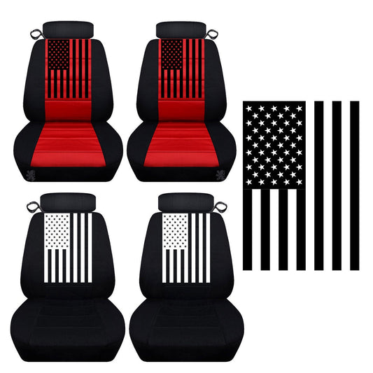 Ford Mustang Seat Covers - American Flag on Backrest - Front Set