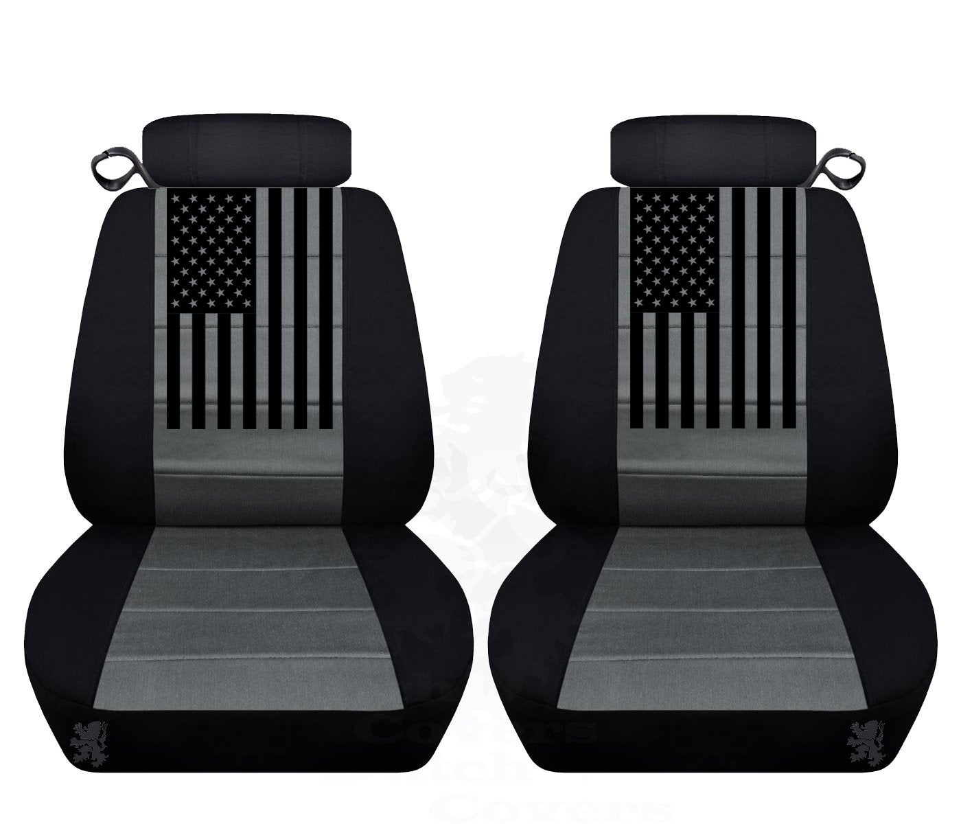 Ford Mustang Seat Covers - American Flag on Backrest - Front Set