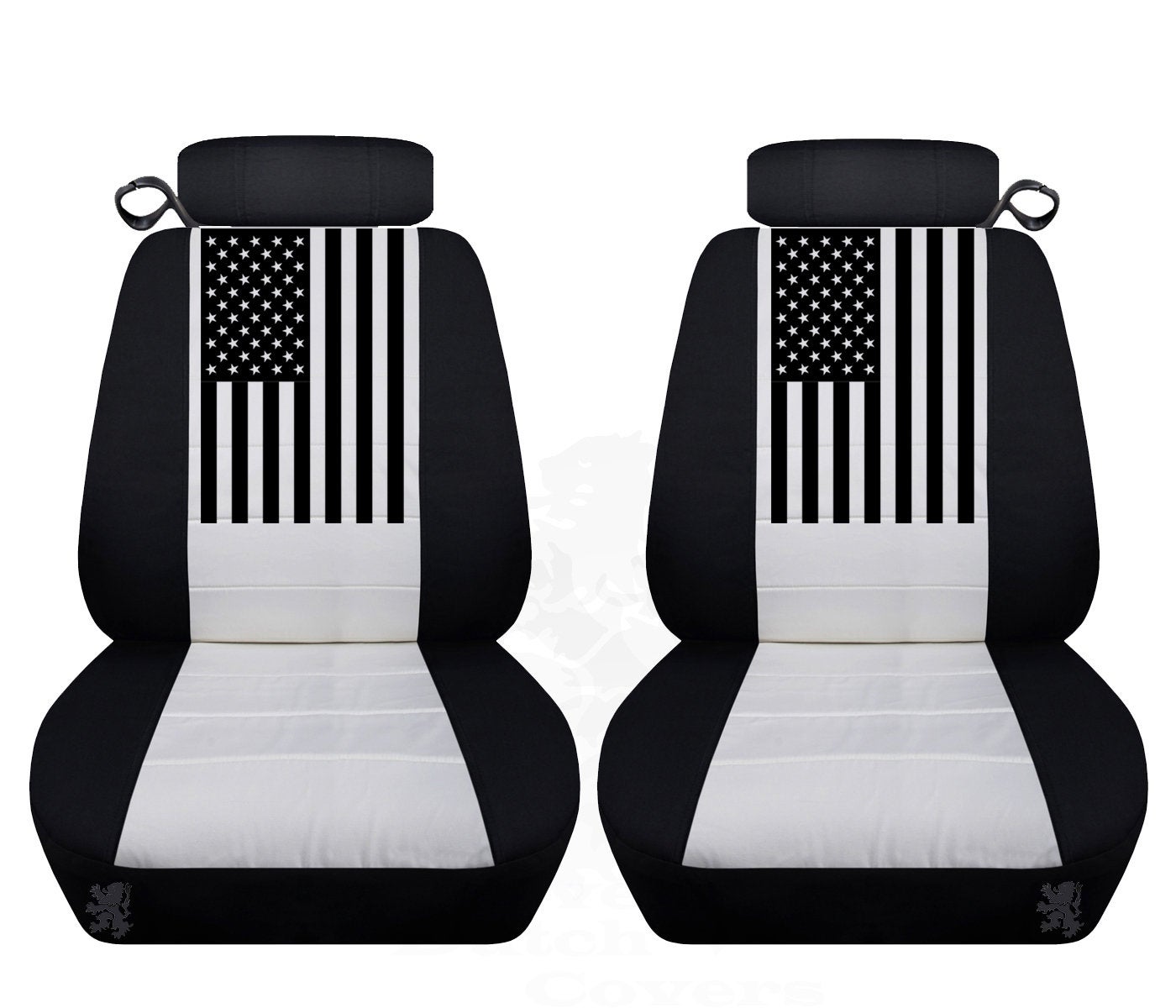 Ford Mustang Seat Covers - American Flag on Backrest - Front Set