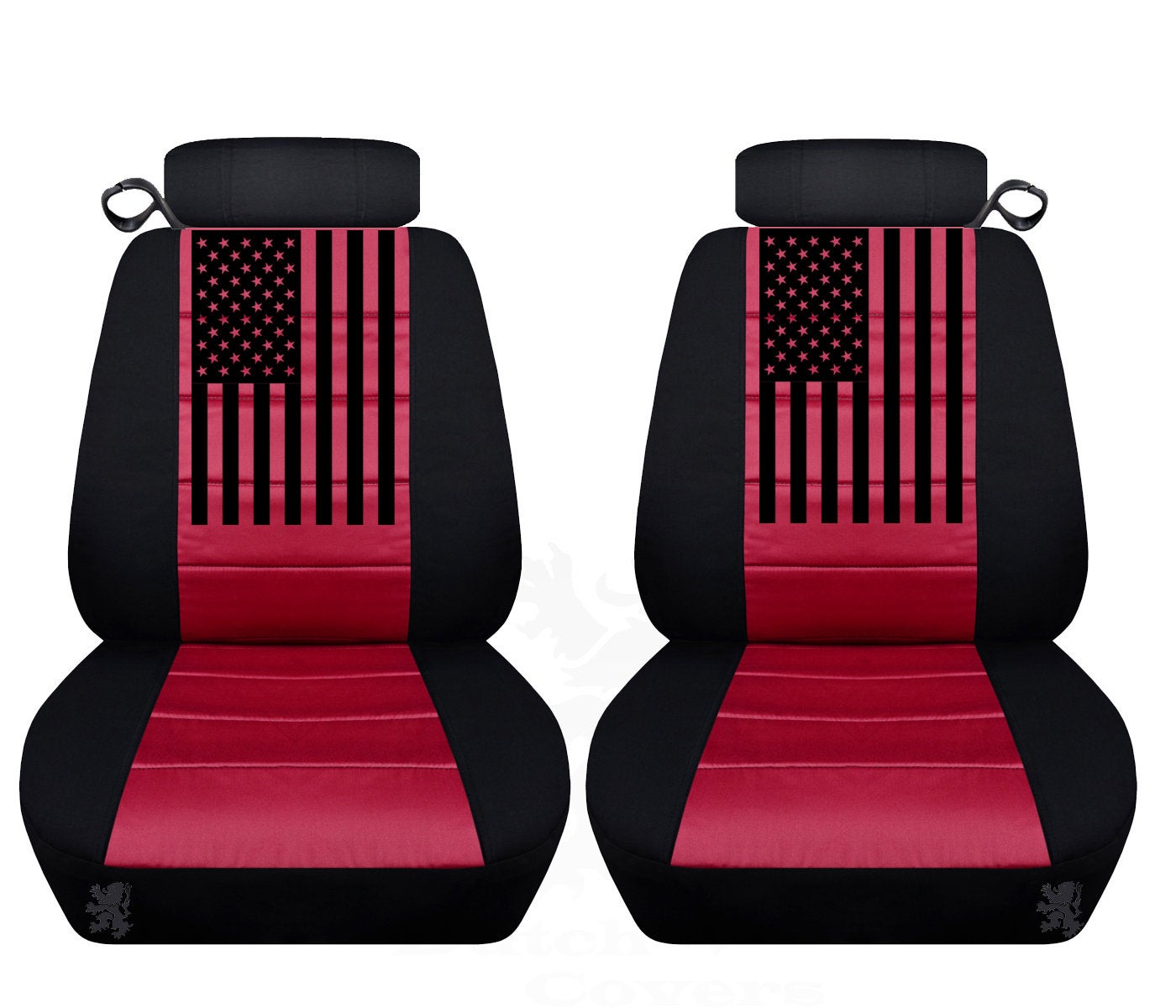 Ford Mustang Seat Covers - American Flag on Backrest - Front Set