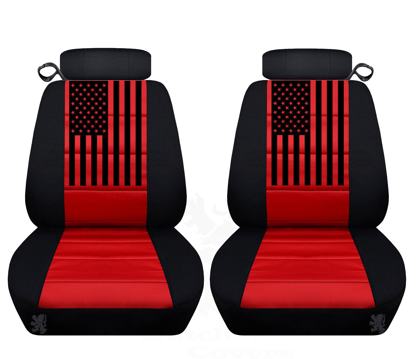 Ford Mustang Seat Covers - American Flag on Backrest - Front Set