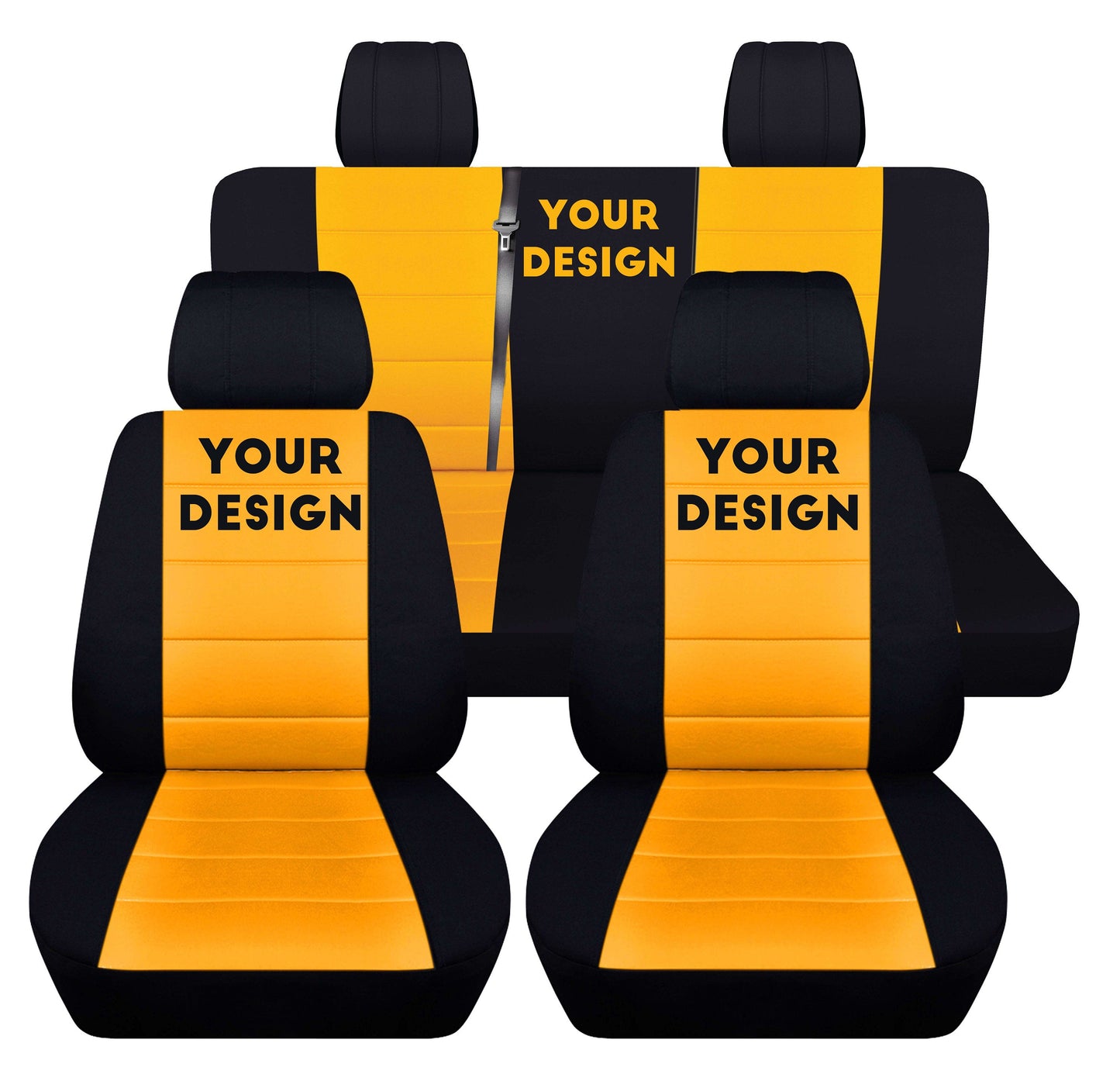 Jeep Wrangler JK Seat Covers - Front and Rear Seat Covers for 2011 to 2018 Jeep Wrangler JK - Airbag Friendly Embroidered Car Seat Covers - Design of Choice