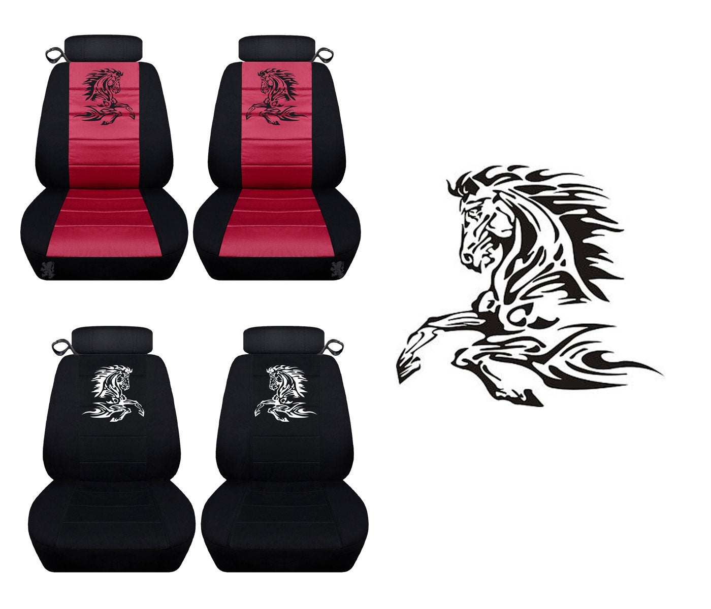 Ford Mustang Seat Covers Coupe or Convertible  Tribal Horse Image