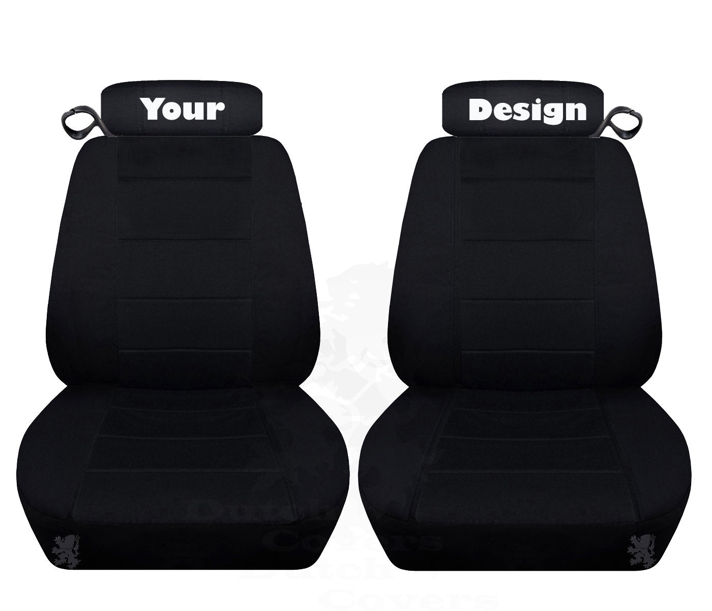 Ford Mustang Seat Covers - Coupe or Convertible - Embroidered Design (Your Choice) on Headrest Covers