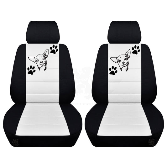 Seat Covers for Chevy Silverado - Front Bucket Chevy Seat Covers with a Chihuahua and Paws Fits 2015 - 2018 Model