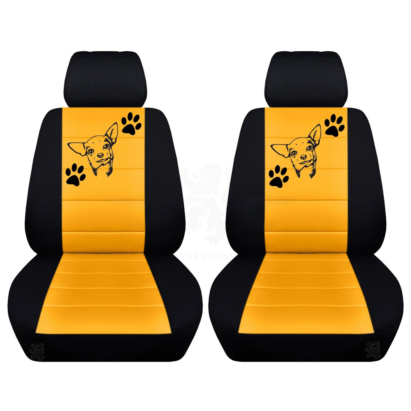 Seat Covers for Chevy Silverado - Front Bucket Chevy Seat Covers with a Chihuahua and Paws Fits 2015 - 2018 Model