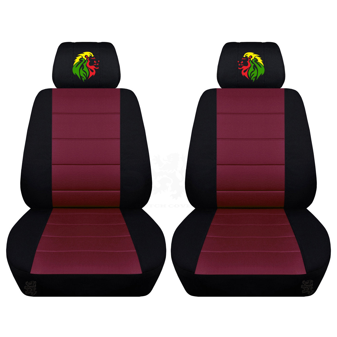 Dodge Ram Seat Covers - Embroidered Lion on Headrest Covers