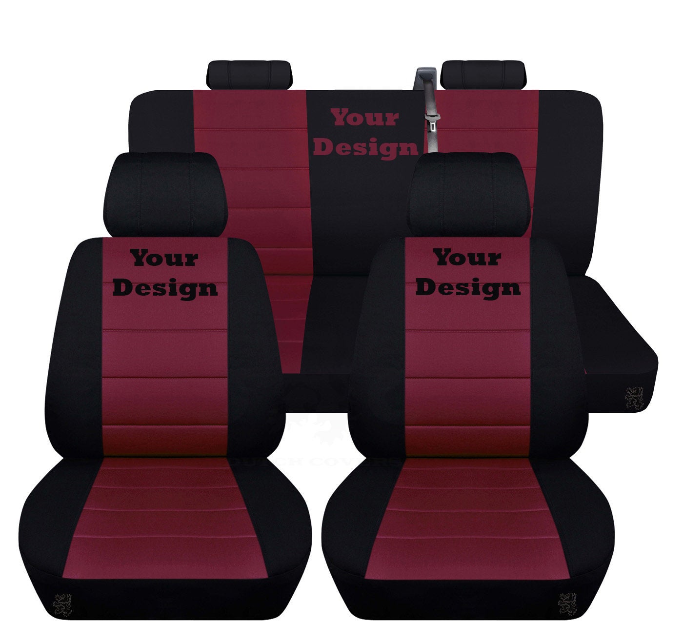 Seat Covers for Chevy Silverado - Front and Rear Chevy Seat Covers with Embroidered Design (Your Choice) Fits 2015 - 2018 Model