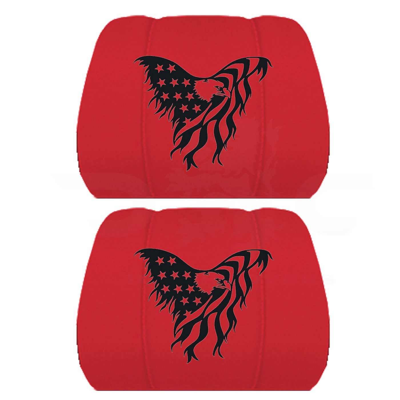 Two Black Headrest Covers Customized for Your Specific Car, Truck or SUV the American Bald Eagle is Embroidered onto the Headrest Covers