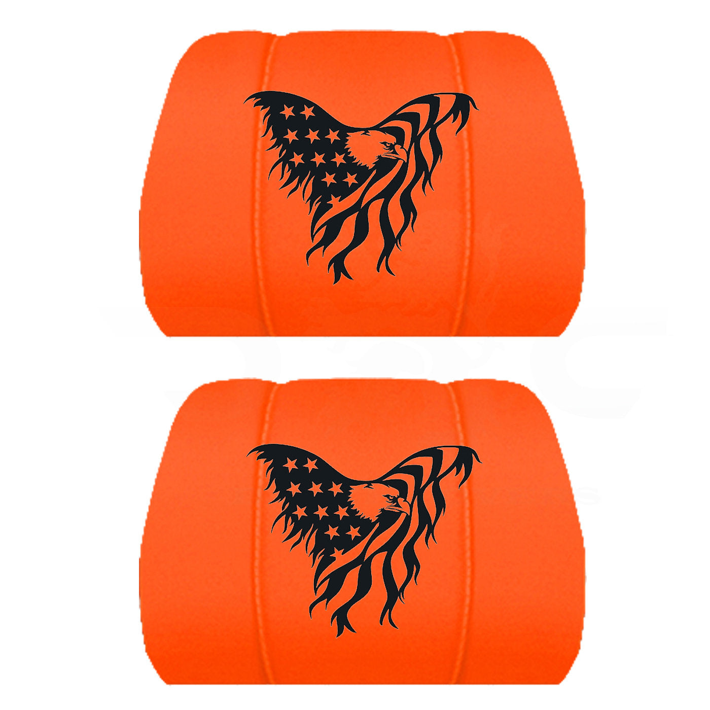 Two Black Headrest Covers Customized for Your Specific Car, Truck or SUV the American Bald Eagle is Embroidered onto the Headrest Covers