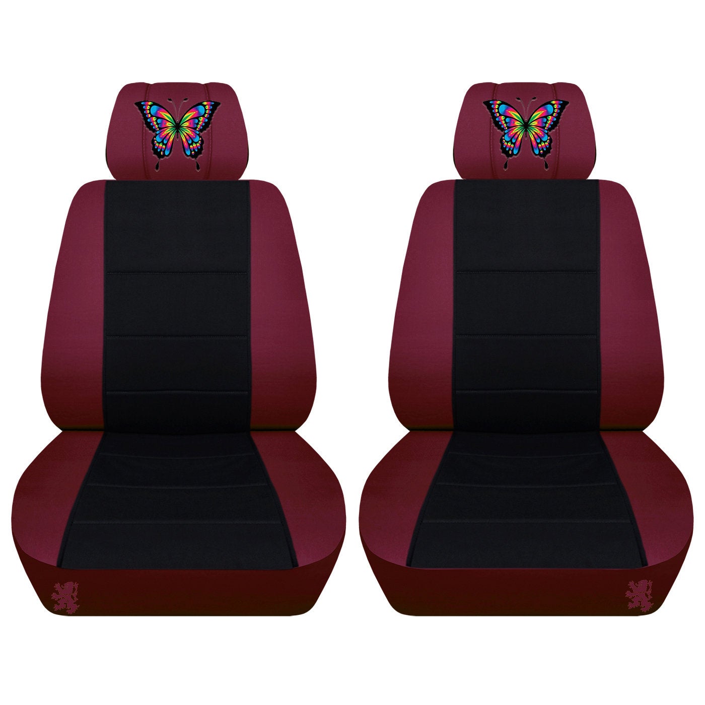 Ford Mustang Seat Covers  Embroidered Butterfly on Headrest Covers