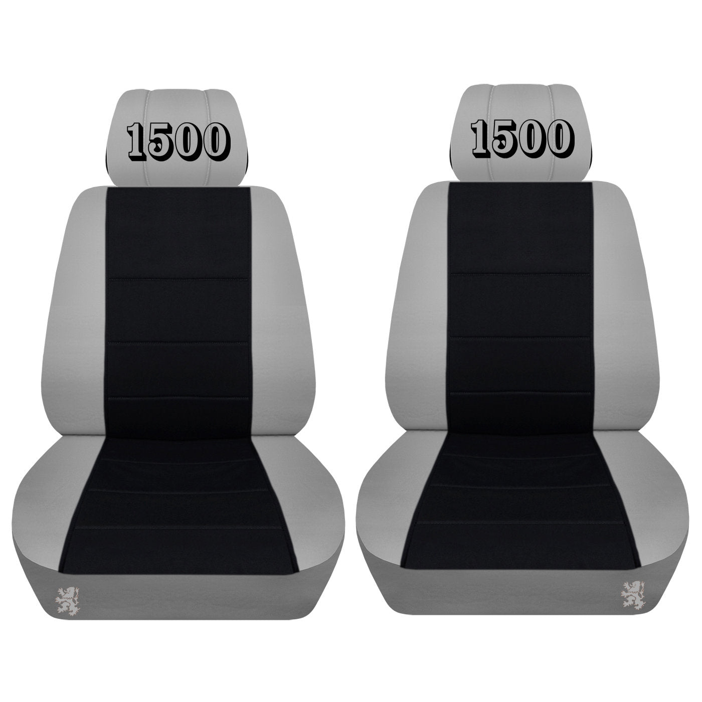 Front Customized Seat Covers Fits a 2012 to 2018 Dodge 1500 Embroidered on the Headrest Covers