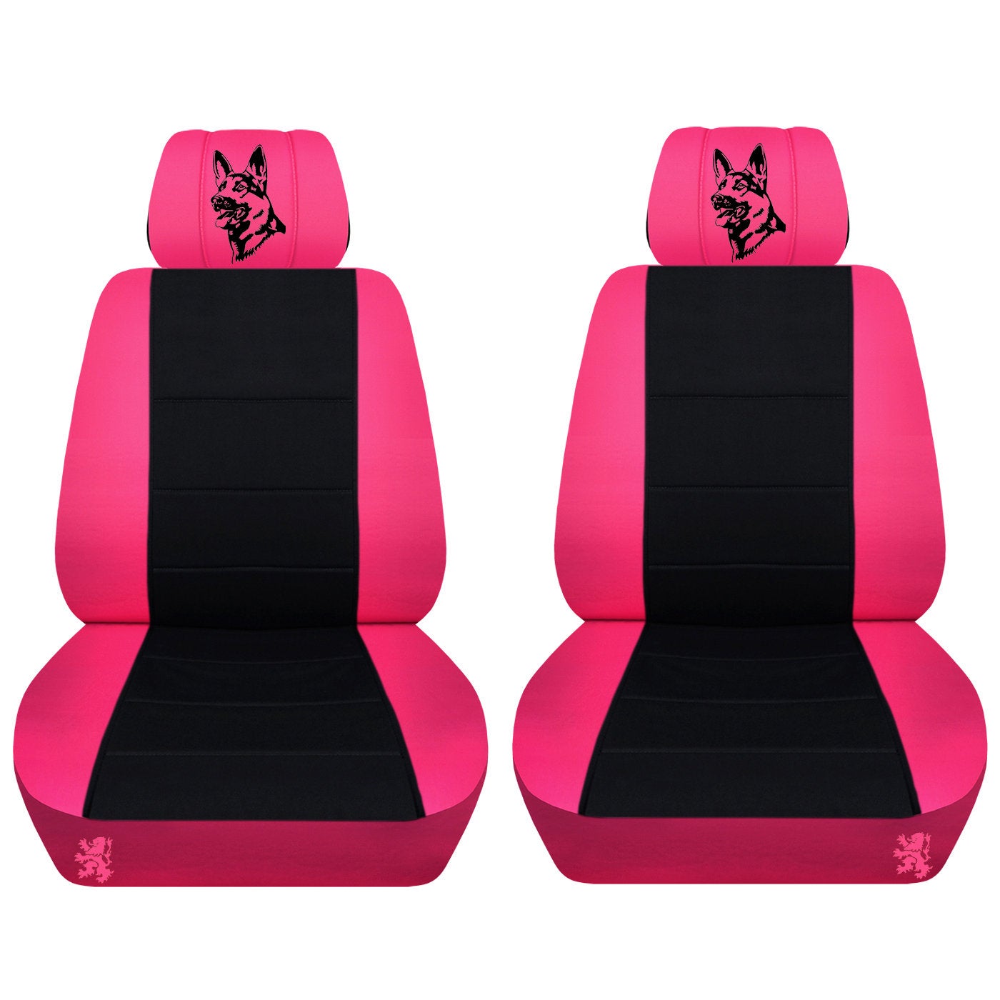 Two Front Seat Covers Fits a Toyota Camry Colored Frame with a Black Insert and a German Sheppard Airbag Friendly