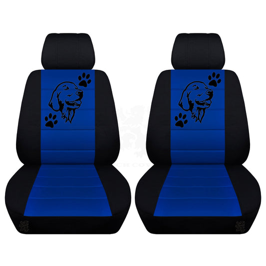 Two Front Seat Covers with a Labrador and Paw Prints Fits Honda CR-V Side Airbag Friendly