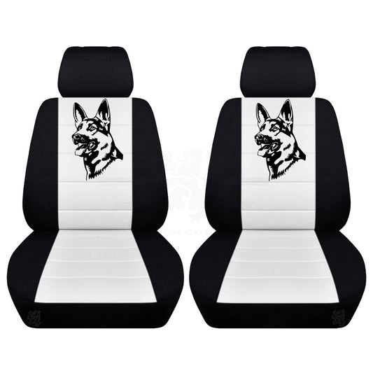 Two Front Two Tone Seat Covers with a German Sheppard Fits Honda CR-V Side Airbag Friendly