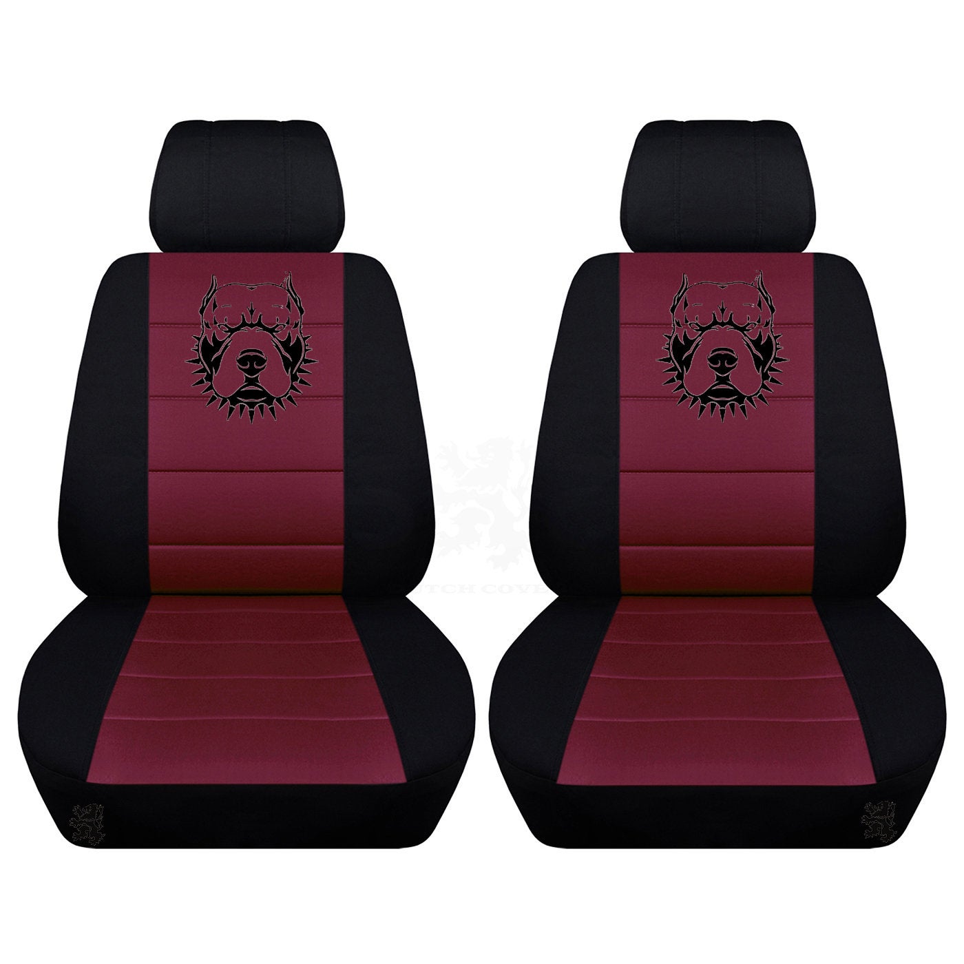 Two Front Two Tone Seat Covers with a Pitbull Fits Honda CR-V Side Airbag Friendly