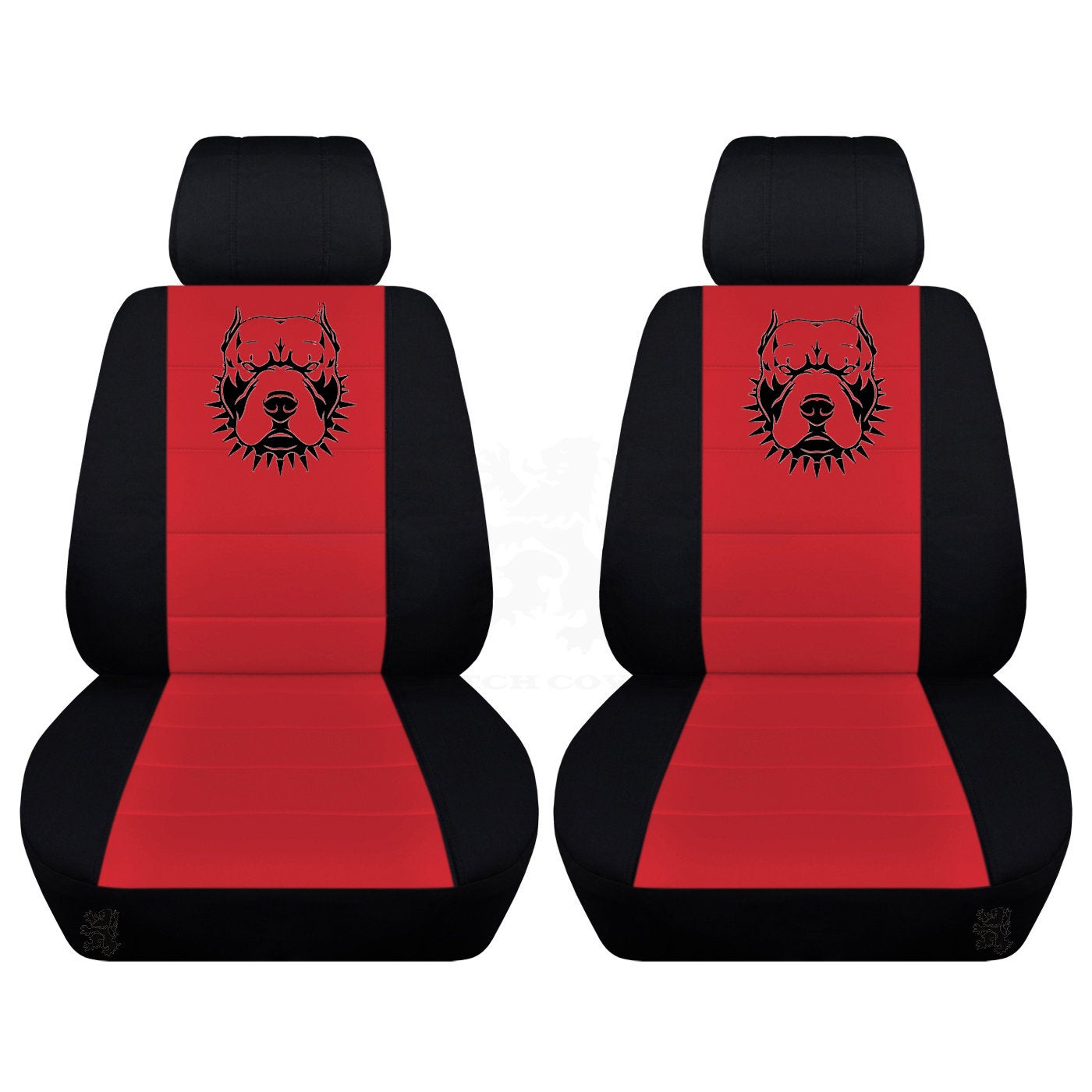 Two Front Two Tone Seat Covers with a Pitbull Fits Honda CR-V Side Airbag Friendly