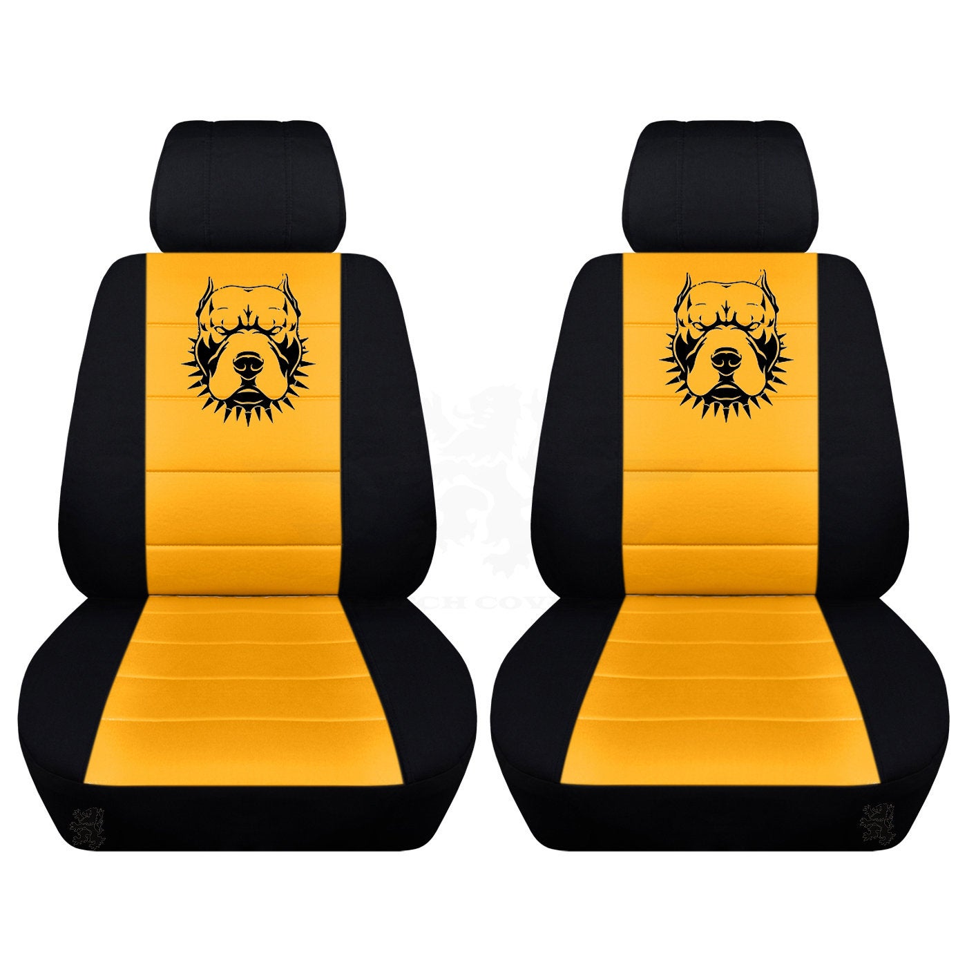 Two Front Two Tone Seat Covers with a Pitbull Fits Honda CR-V Side Airbag Friendly