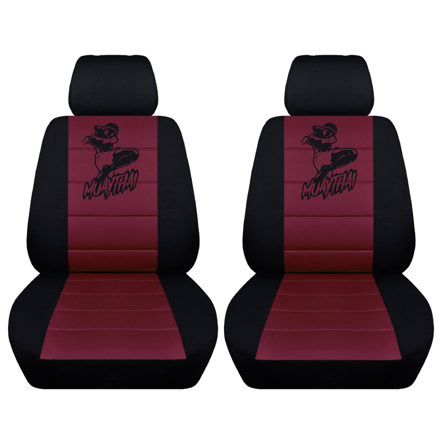 Two Front Two Tone Seat Covers with a Muay Thai 8 Limbs Design Fits Honda CR-V Side Airbag Friendly