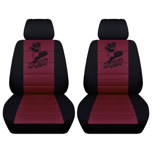 Two Front Two Tone Seat Covers with a Muay Thai 8 Limbs Design Fits Honda CR-V Side Airbag Friendly