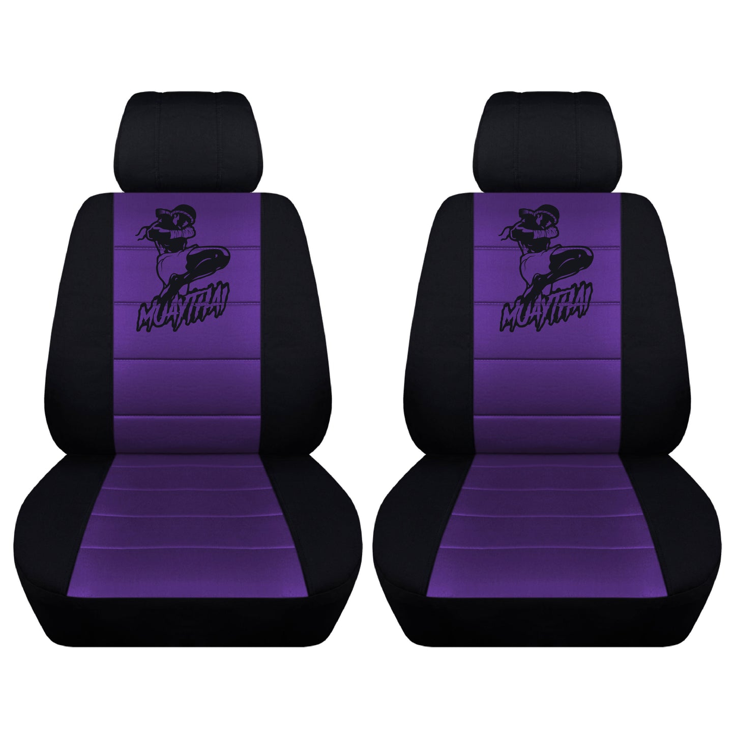 Two Front Two Tone Seat Covers with a Muay Thai 8 Limbs Design Fits Honda CR-V Side Airbag Friendly