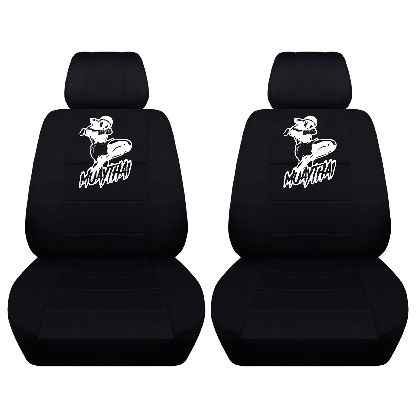 Two Front Two Tone Seat Covers with a Muay Thai 8 Limbs Design Fits Honda CR-V Side Airbag Friendly