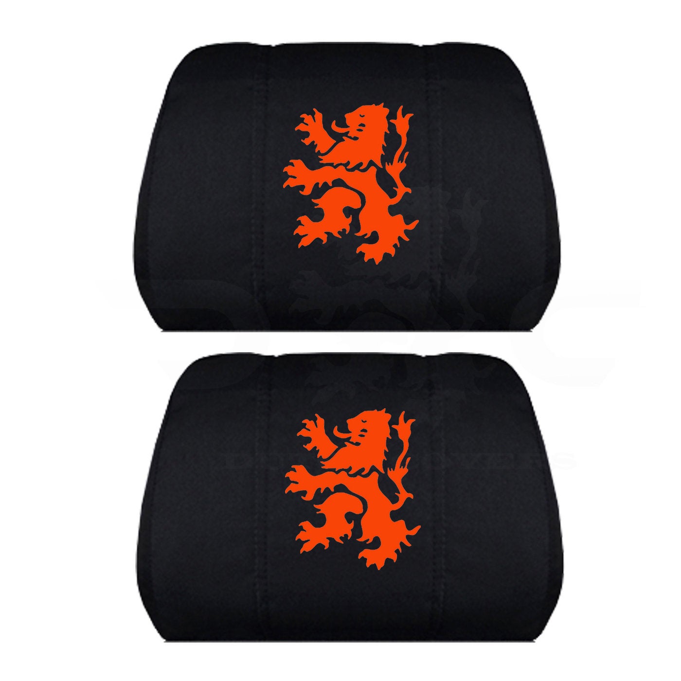 Two Front Headrest Covers for your Specific Car With an Orange Dutch Lion