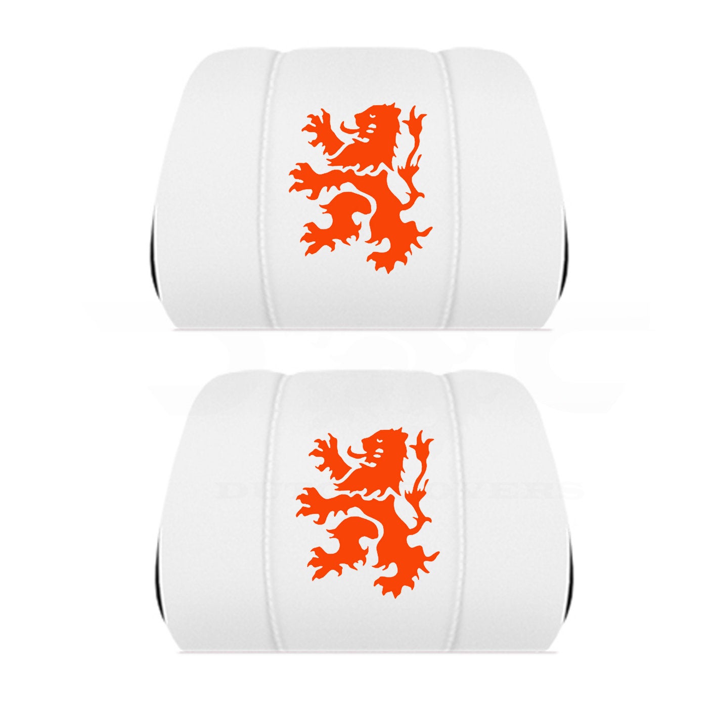 Two Front Headrest Covers for your Specific Car With an Orange Dutch Lion