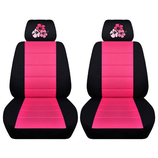 Two Front Two Tone Seat with Embroidered Hibiscus Flowers Covers Fits Honda CR-V Side Airbag Friendly