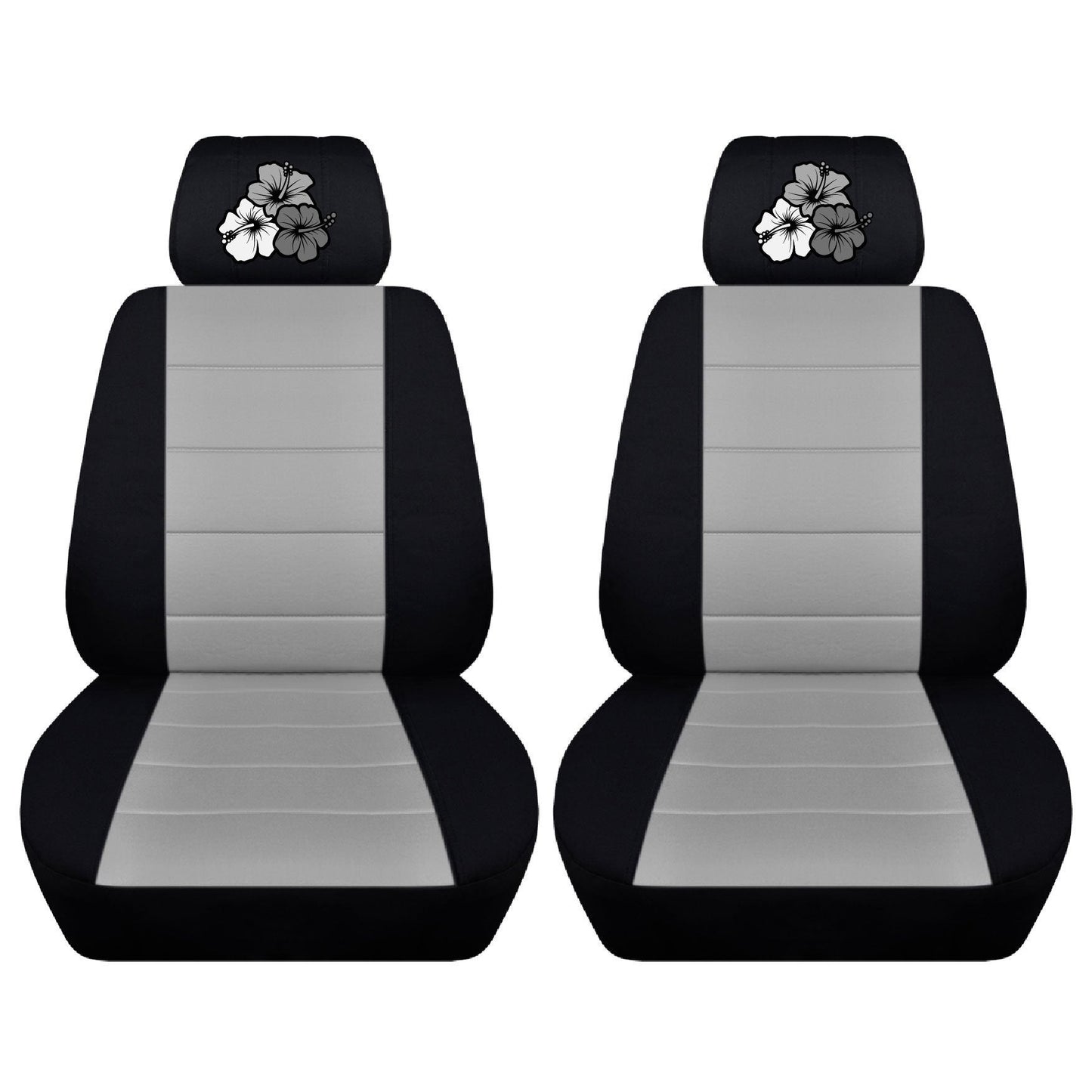 Two Front Two Tone Seat with Embroidered Hibiscus Flowers Covers Fits Honda CR-V Side Airbag Friendly