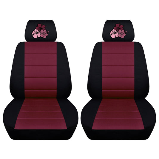 Truck Seat Covers for Ford F150 - Dutch Designed Front Bucket Seat Covers for 2015 to 2018 Ford F150 - Airbag Friendly Embroidered Hibiscus Truck Seat Covers