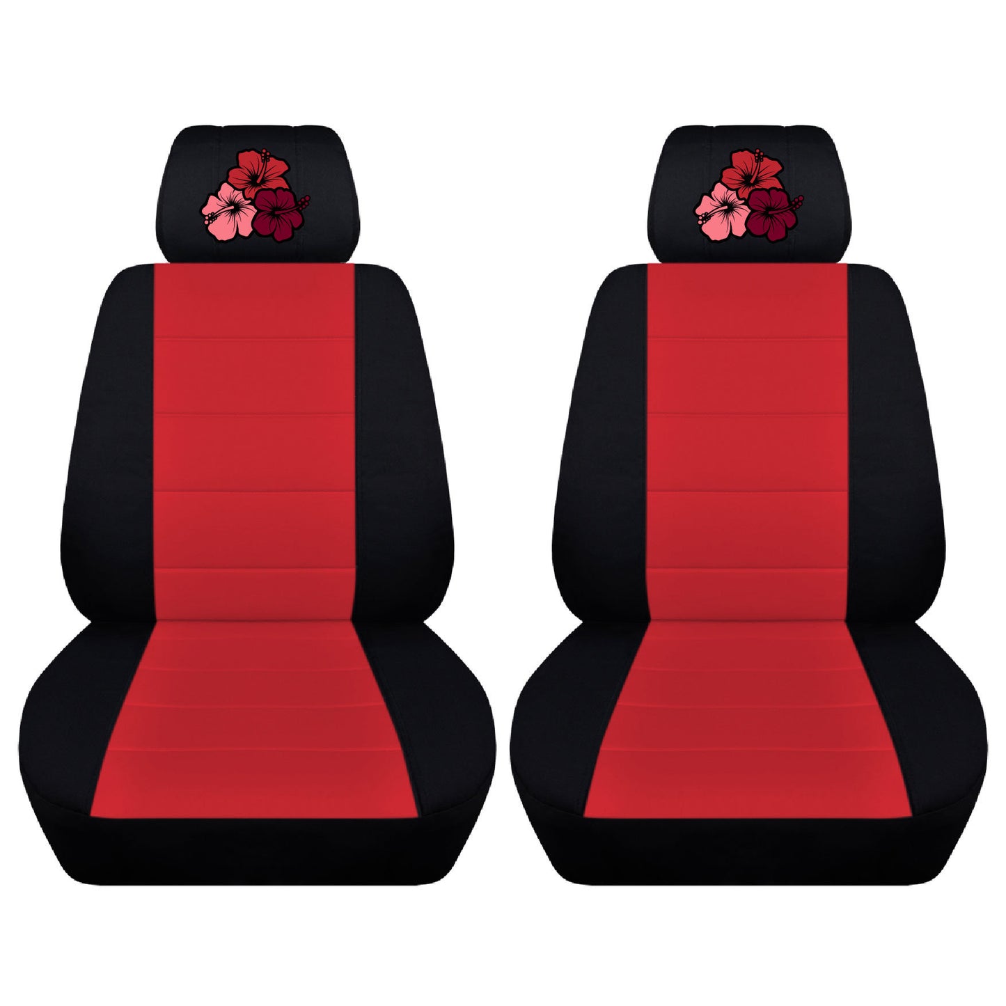 Seat Covers for Chevy Silverado - Front Bucket Chevy Seat Covers with Embroidered Hibiscus Flowers Fits 2015 - 2018 Model