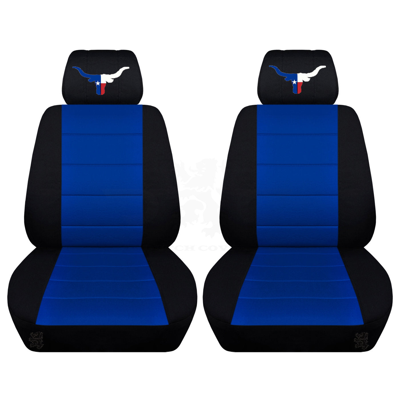 Dodge Ram Car Seat Covers - Texas Bull Horns Embroidered on Headrest Covers