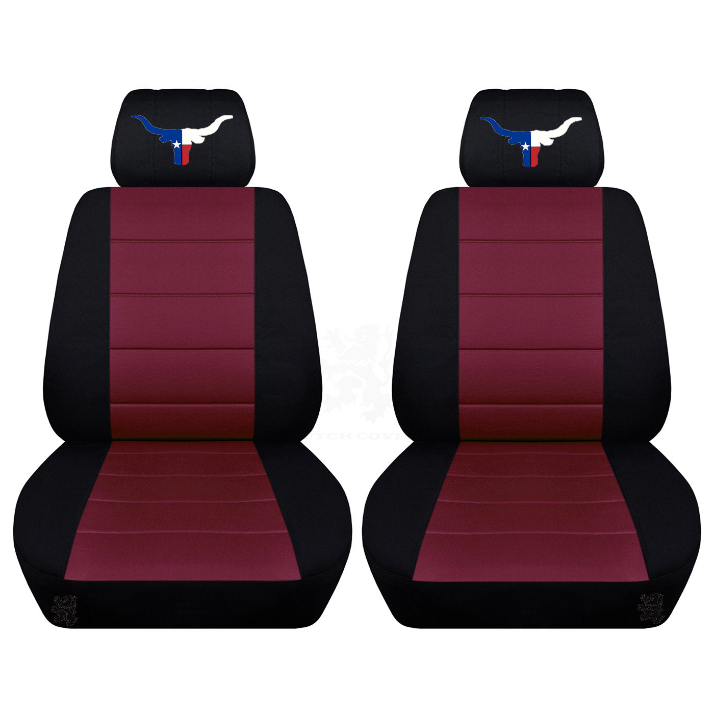 Dodge Ram Car Seat Covers - Texas Bull Horns Embroidered on Headrest Covers