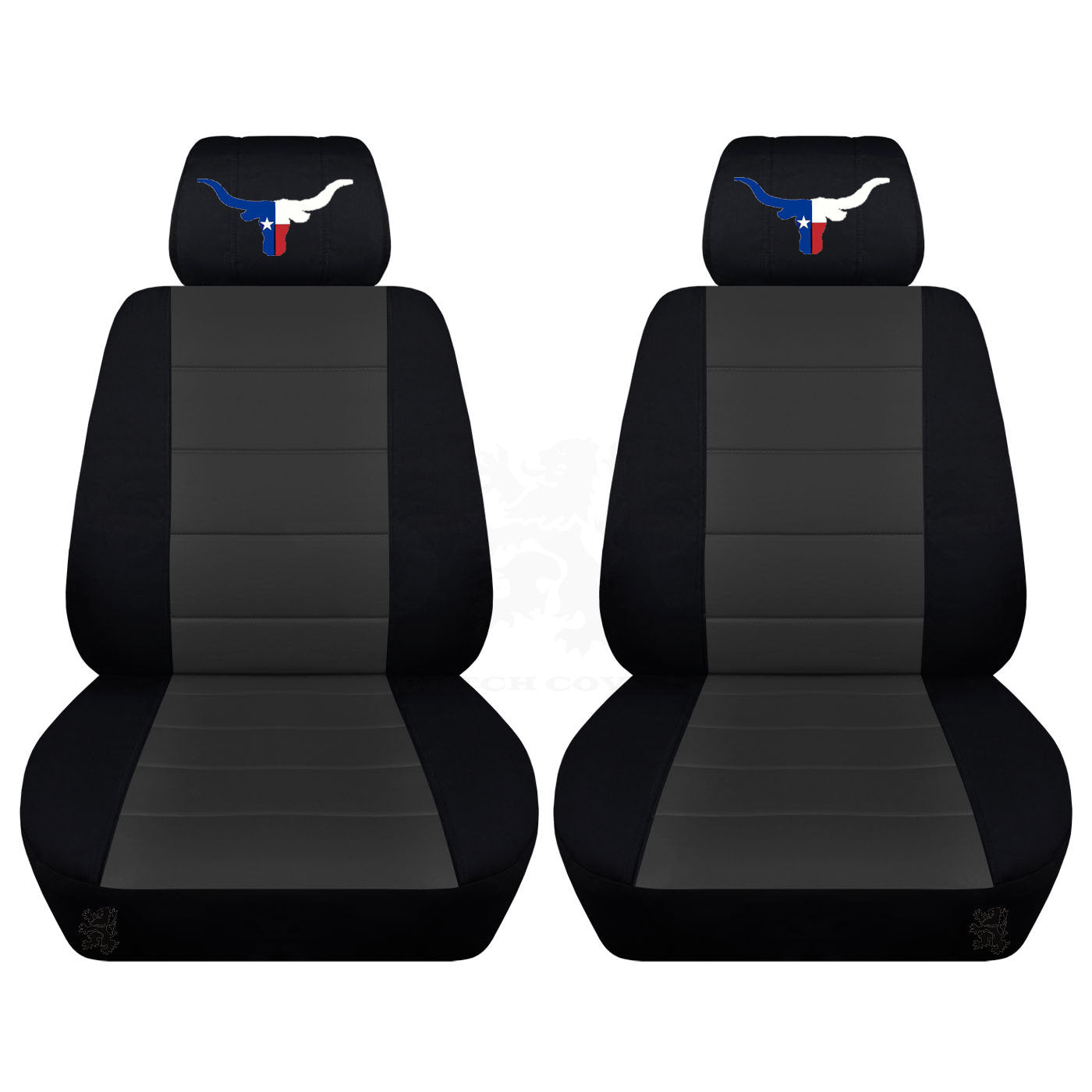 Dodge Ram Car Seat Covers - Texas Bull Horns Embroidered on Headrest Covers