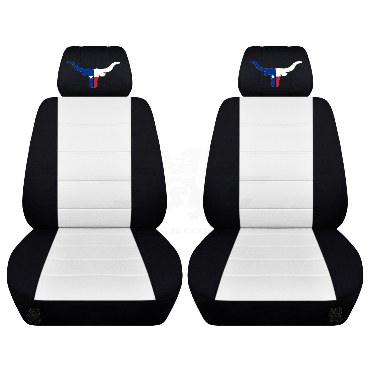 Dodge Ram Car Seat Covers - Texas Bull Horns Embroidered on Headrest Covers