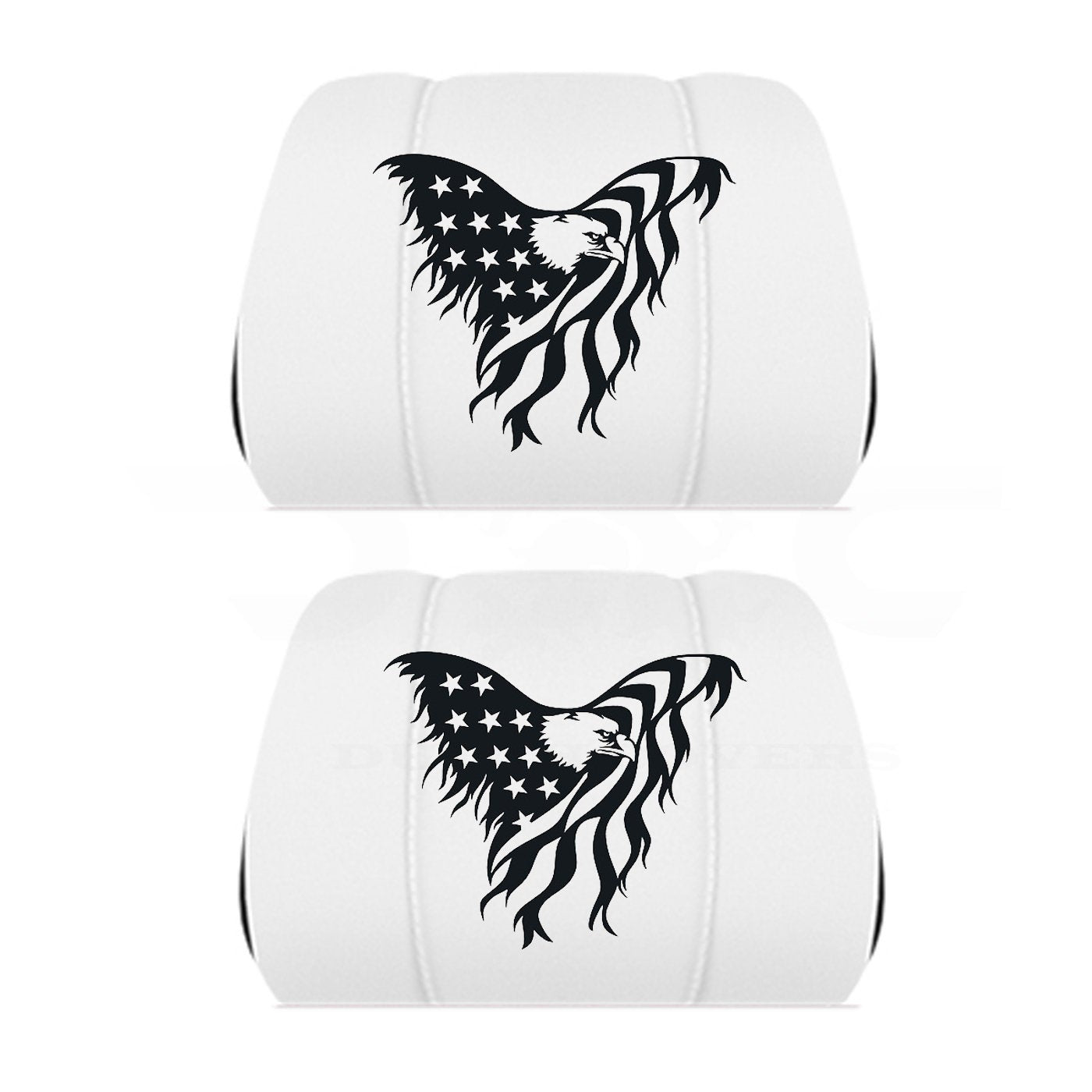 Two Black Headrest Covers Customized for Your Specific Car, Truck or SUV the American Bald Eagle is Embroidered onto the Headrest Covers