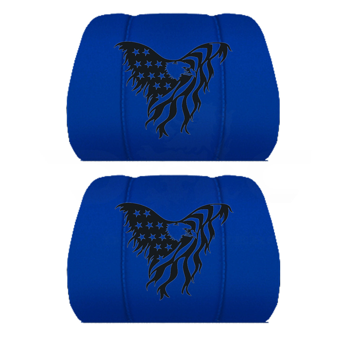 Two Black Headrest Covers Customized for Your Specific Car, Truck or SUV the American Bald Eagle is Embroidered onto the Headrest Covers