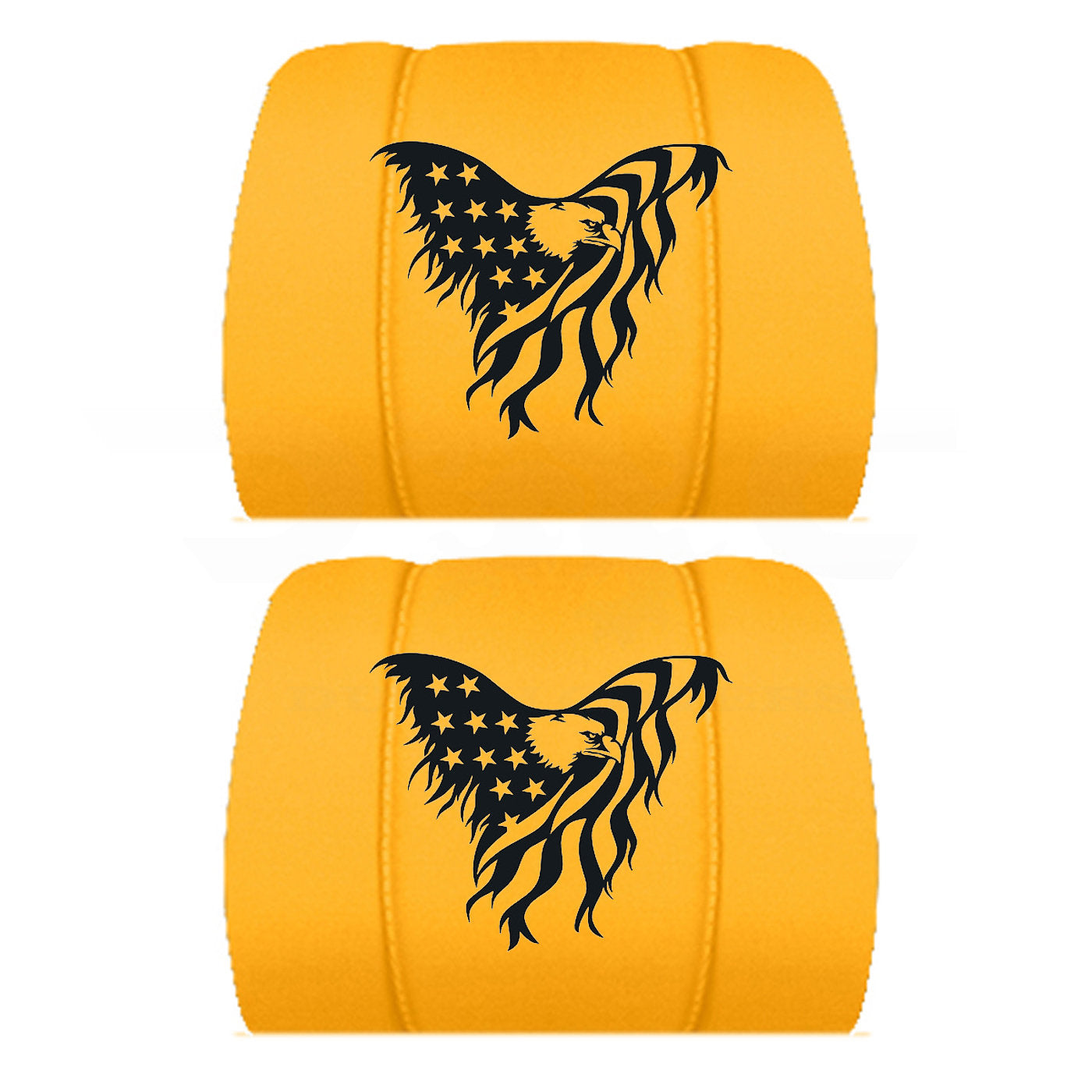 Two Black Headrest Covers Customized for Your Specific Car, Truck or SUV the American Bald Eagle is Embroidered onto the Headrest Covers