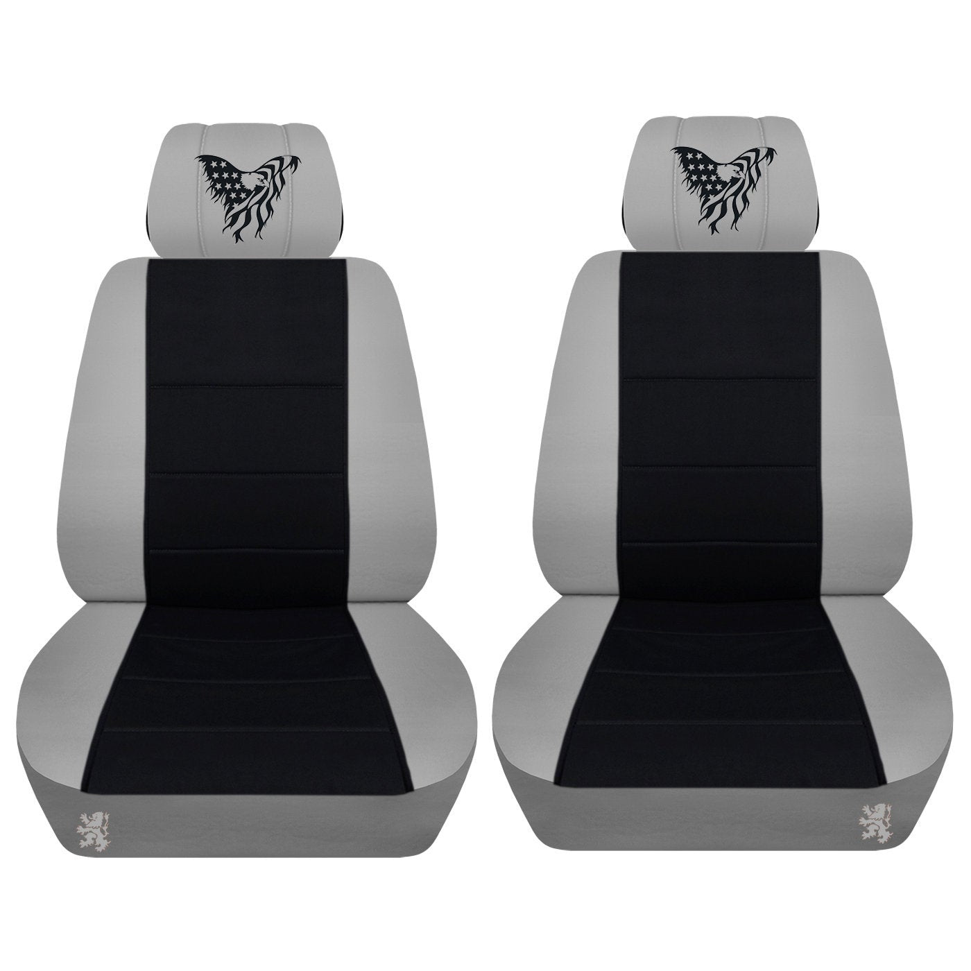 Dodge Ram Car Seat Covers - Front Bucket Seat Covers – American Bald Eagle Embroidered on Headrest Covers