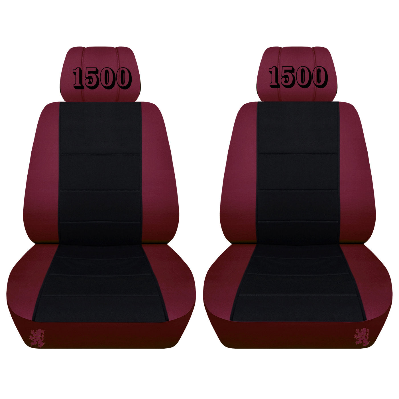 Front Customized Seat Covers Fits a 2012 to 2018 Dodge 1500 Embroidered on the Headrest Covers