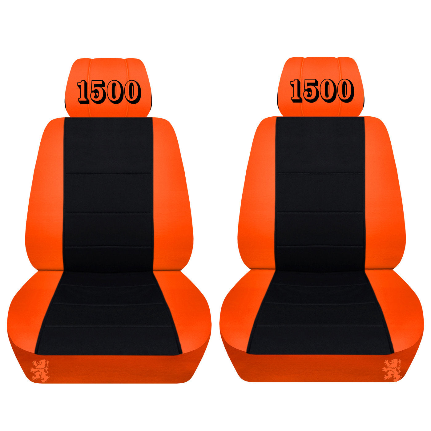 Front Customized Seat Covers Fits a 2012 to 2018 Dodge 1500 Embroidered on the Headrest Covers