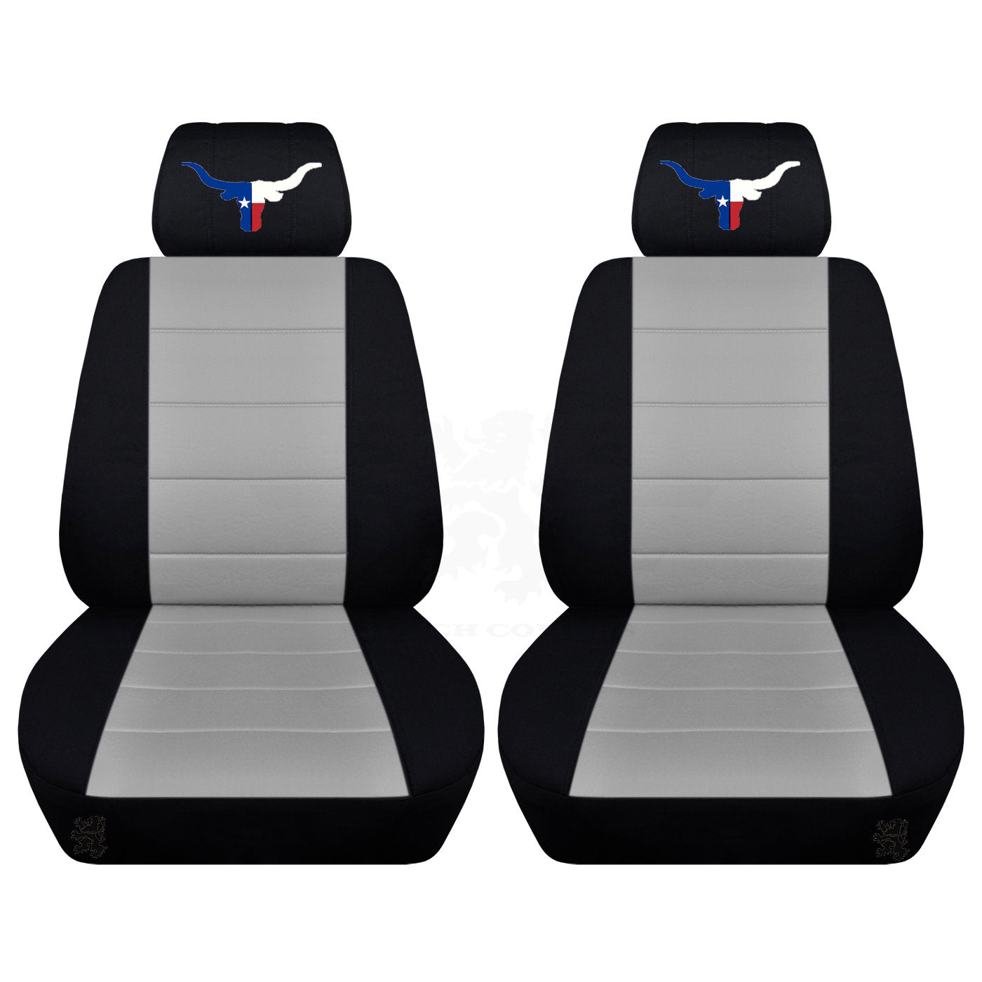 Dodge Ram Car Seat Covers - Texas Bull Horns Embroidered on Headrest Covers