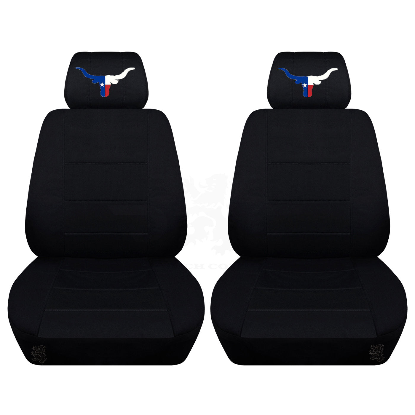 Dodge Ram Car Seat Covers - Texas Bull Horns Embroidered on Headrest Covers